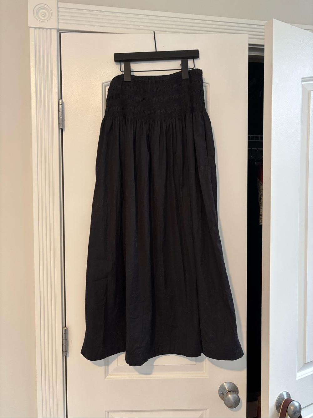 Madewell Black Smocked Waist Maxi Skirt